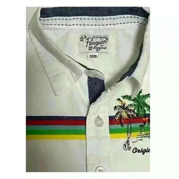 Original Penguin Boys Button-Down Short Sleeve Shirt White Size 18M - Picture 6 of 7